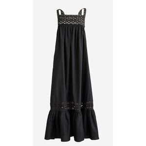 J Crew Athena Eyelet Maxi Dress S Black NWT Women's CA657 Travel Boho Ruffle